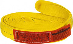 Lift-All - 20' Long x 2" Wide, 6,400 Lb Vertical Capacity, 2 Ply, Polyester Web Sling - 5,000 Lb Choker Capacity, Yellow - Americas Industrial Supply