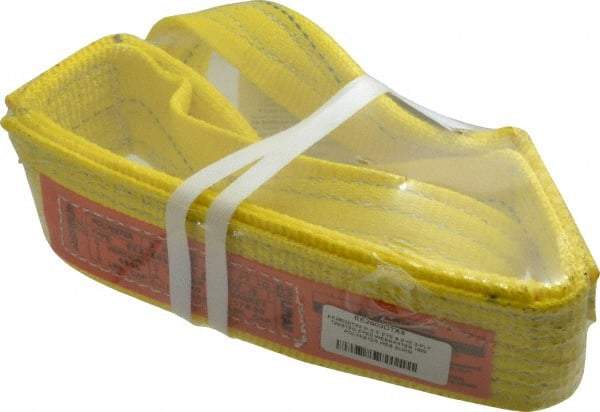 Lift-All - 3' Long x 3" Wide, 8,600 Lb Vertical Capacity, 2 Ply, Polyester Web Sling - 6,900 Lb Choker Capacity, Yellow - Americas Industrial Supply