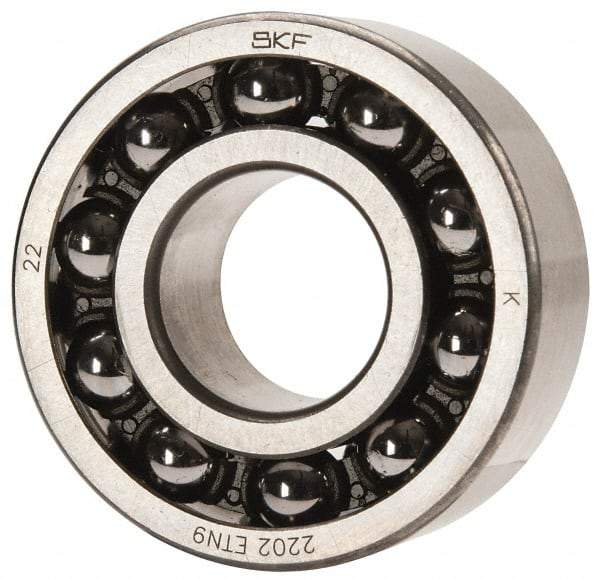 SKF - 15mm Bore Diam, 35mm OD, Open Self Aligning Radial Ball Bearing - 14mm Wide, 2 Rows, Round Bore, 459 Lb Static Capacity, 1,960 Lb Dynamic Capacity - Americas Industrial Supply