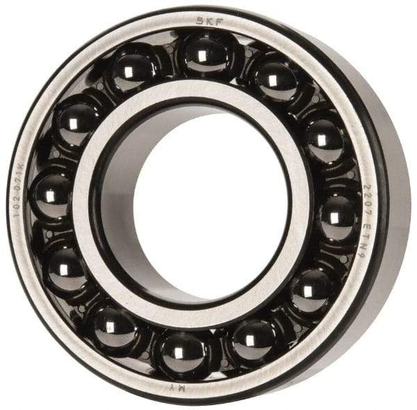 SKF - 35mm Bore Diam, 72mm OD, Open Self Aligning Radial Ball Bearing - 23mm Wide, 2 Rows, Round Bore, 1,980 Lb Static Capacity, 6,900 Lb Dynamic Capacity - Americas Industrial Supply