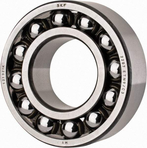 SKF - 35mm Bore Diam, 72mm OD, Open Self Aligning Radial Ball Bearing - 23mm Wide, 2 Rows, Round Bore, 1,980 Lb Static Capacity, 6,900 Lb Dynamic Capacity - Americas Industrial Supply