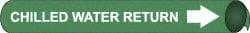 NMC - Pipe Marker with Chilled Water Return Legend and Arrow Graphic - 10 to 10" Pipe Outside Diam, White on Green - Americas Industrial Supply