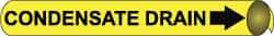 NMC - Pipe Marker with Condensate Drain Legend and Arrow Graphic - 10 to 10" Pipe Outside Diam, Black on Yellow - Americas Industrial Supply