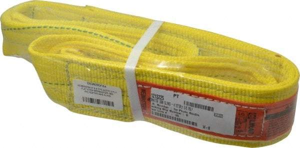 Lift-All - 4' Long x 3" Wide, 8,600 Lb Vertical Capacity, 2 Ply, Polyester Web Sling - 6,900 Lb Choker Capacity, Yellow - Americas Industrial Supply