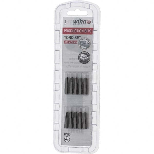 Wiha - 1/4" Drive, #10 Torq-Set Screwdriver Bit - 1" OAL - Americas Industrial Supply