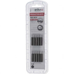 Wiha - 1/4" Hex Screwdriver Bit - 1/4" Drive, 1" OAL - Americas Industrial Supply