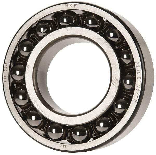 SKF - 40mm Bore Diam, 80mm OD, Open Self Aligning Radial Ball Bearing - 23mm Wide, 2 Rows, Round Bore, 2,250 Lb Static Capacity, 7,170 Lb Dynamic Capacity - Americas Industrial Supply