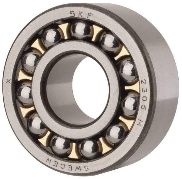 SKF - 25mm Bore Diam, 62mm OD, Open Self Aligning Radial Ball Bearing - 24mm Wide, 2 Rows, Round Bore, 1,470 Lb Static Capacity, 5,440 Lb Dynamic Capacity - Americas Industrial Supply