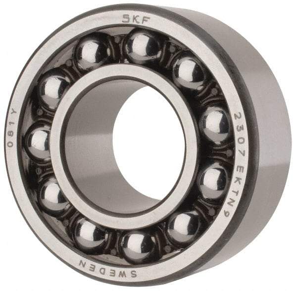 SKF - 35mm Bore Diam, 80mm OD, Open Self Aligning Radial Ball Bearing - 31mm Wide, 2 Rows, Round Bore, 2,520 Lb Static Capacity, 8,930 Lb Dynamic Capacity - Americas Industrial Supply