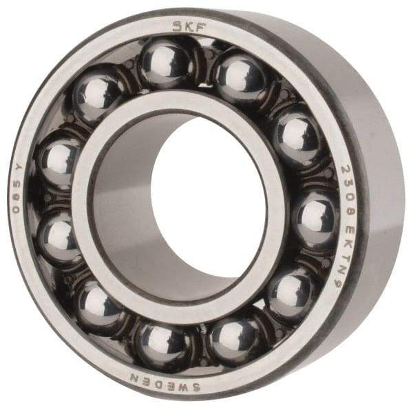 SKF - 40mm Bore Diam, 90mm OD, Open Self Aligning Radial Ball Bearing - 33mm Wide, 2 Rows, Round Bore, 3,600 Lb Static Capacity, 12,100 Lb Dynamic Capacity - Americas Industrial Supply