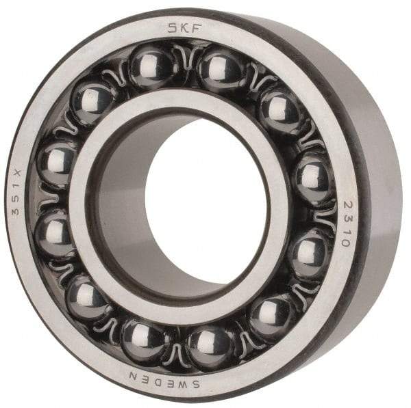 SKF - 50mm Bore Diam, 110mm OD, Open Self Aligning Radial Ball Bearing - 40mm Wide, 2 Rows, Round Bore, 4,500 Lb Static Capacity, 14,300 Lb Dynamic Capacity - Americas Industrial Supply