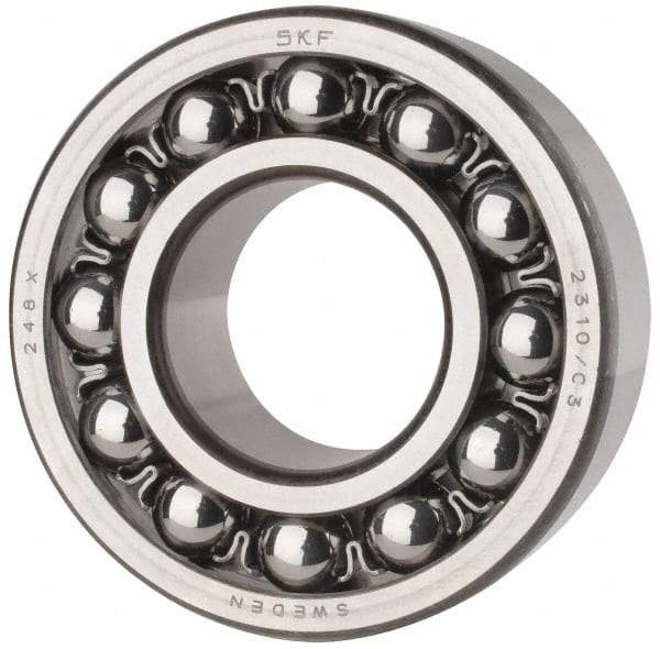 SKF - 50mm Bore Diam, 110mm OD, Open Self Aligning Radial Ball Bearing - 40mm Wide, 2 Rows, Round Bore, 4,500 Lb Static Capacity, 14,300 Lb Dynamic Capacity - Americas Industrial Supply
