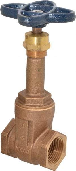 NIBCO - 1" Pipe, Class 125, Threaded Bronze Solid Wedge Rising Stem Gate Valve - 200 WOG, 125 WSP, Screw-In Bonnet - Americas Industrial Supply