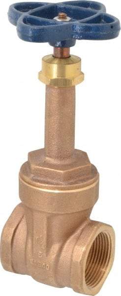 NIBCO - 1-1/4" Pipe, Class 125, Threaded Bronze Solid Wedge Rising Stem Gate Valve - 200 WOG, 125 WSP, Screw-In Bonnet - Americas Industrial Supply