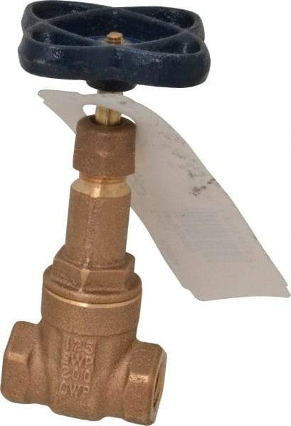 NIBCO - 1/4" Pipe, Class 125, Threaded Bronze Solid Wedge Rising Stem Gate Valve - 200 WOG, 125 WSP, Screw-In Bonnet - Americas Industrial Supply