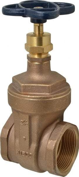 NIBCO - 2-1/2" Pipe, Class 125, Threaded Bronze Solid Wedge Stem Gate Valve - 200 WOG, 125 WSP, Screw-In Bonnet - Americas Industrial Supply