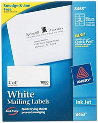 AVERY - 2" Wide x 4" Long, White Paper Shipping Label - For Inkjet Printers - Americas Industrial Supply