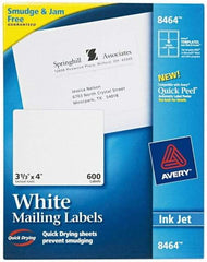 AVERY - 3.33" Wide x 4" Long, White Paper Shipping Label - For Inkjet Printers - Americas Industrial Supply