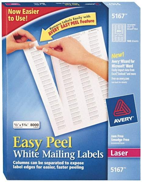 AVERY - 1-3/4" Long, White Paper Return Address Label - For Laser Printers - Americas Industrial Supply
