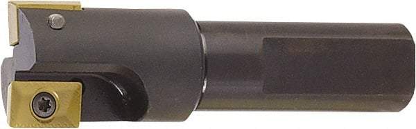 Kyocera - 1" Cut Diam, 0.6" Max Depth of Cut, 3/4" Shank Diam, 3.4" OAL, Indexable Square Shoulder End Mill - XPMT15T3\x85 Inserts, Weldon Shank, 90° Lead Angle, Series EM - Americas Industrial Supply