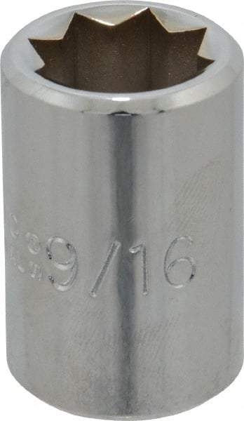 Proto - 9/16", 1/2" Drive, Standard Hand Socket - 8 Points, 1-1/2" OAL, Alloy Steel, Chrome Finish - Americas Industrial Supply