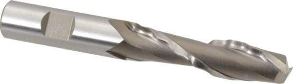 Weldon - 5/8" Diam, 2-1/2" LOC, 2 Flute High Speed Steel Roughing & Finishing Square End Mill - Uncoated, 4-5/8" OAL, 5/8" Shank Diam, Weldon Shank, 30° Helix, Centercutting - Americas Industrial Supply