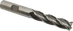 Weldon - 1/2" Diam, 2" LOC, 4 Flute High Speed Steel Roughing & Finishing Square End Mill - Uncoated, 4" OAL, 1/2" Shank Diam, Weldon Shank, 30° Helix, Non-Centercutting - Americas Industrial Supply