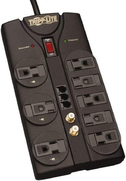 Tripp-Lite - 8 Outlets, 120 VAC15 Amps, 8' Cord, Power Outlet Strip - Floor, Keyhole Mount, 5-15 NEMA Configuration, 1.51" Strip - Americas Industrial Supply