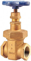 NIBCO - 1-1/4" Pipe, Class 150, Threaded Bronze Solid Wedge Stem Gate Valve - 300 WOG, 150 WSP, Union Bonnet - Americas Industrial Supply