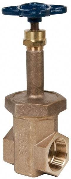 NIBCO - 2" Pipe, Class 300, Threaded Bronze Alloy Solid Wedge Rising Stem Gate Valve - 600 WOG, 300 WSP, Union Bonnet - Americas Industrial Supply