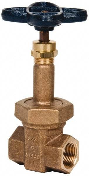 NIBCO - 3/4" Pipe, Class 300, Threaded Bronze Alloy Solid Wedge Rising Stem Gate Valve - 600 WOG, 300 WSP, Union Bonnet - Americas Industrial Supply