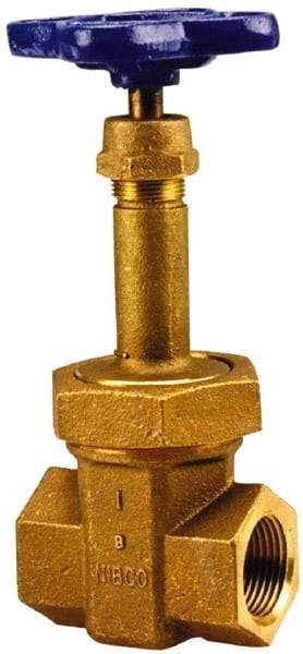 NIBCO - 3/4" Pipe, Class 300, Threaded Bronze Alloy Solid Wedge Rising Stem Gate Valve with Stainless Steel Trim - 600 WOG, 300 WSP, Union Bonnet - Americas Industrial Supply