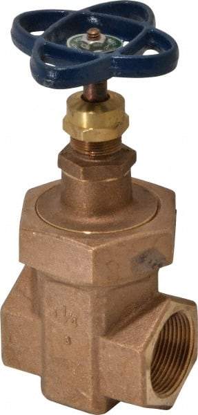 NIBCO - 1-1/4" Pipe, Class 300, Threaded Bronze Alloy Solid Wedge Stem Gate Valve - 600 WOG, 300 WSP, Union Bonnet - Americas Industrial Supply