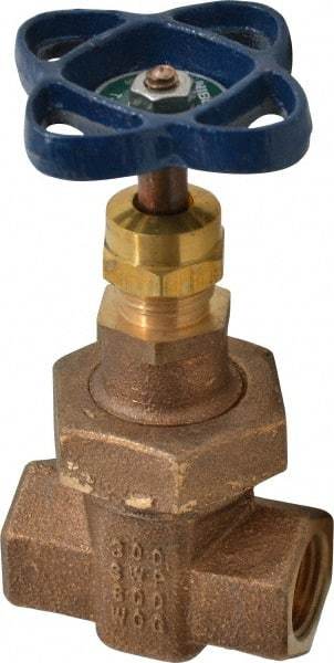 NIBCO - 1/2" Pipe, Class 300, Threaded Bronze Alloy Solid Wedge Stem Gate Valve - 600 WOG, 300 WSP, Union Bonnet - Americas Industrial Supply