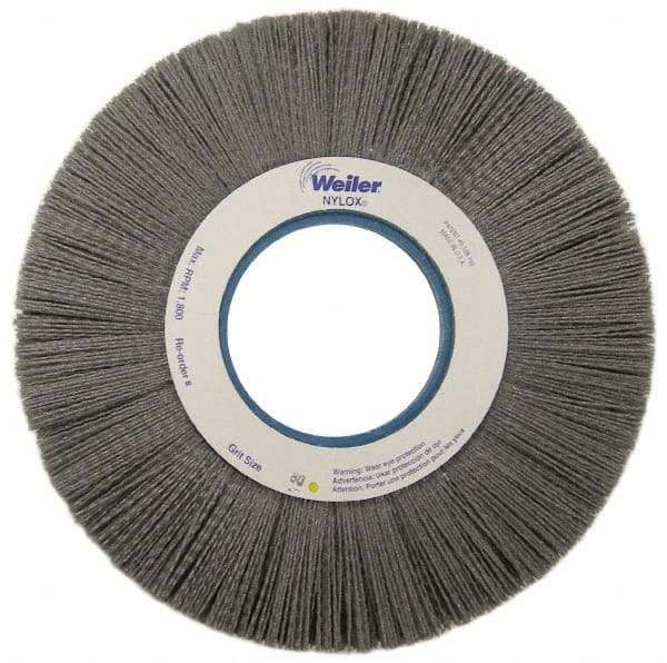 Weiler - 10" OD, 2" Arbor Hole, Crimped Nylon Wheel Brush - 1" Face Width, 3" Trim Length, 0.035" Filament Diam, 3,600 RPM - Americas Industrial Supply