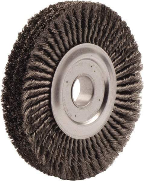 Weiler - 15" OD, 2" Arbor Hole, Knotted Steel Wheel Brush - 3/4" Face Width, 2" Trim Length, 0.016" Filament Diam, 5,000 RPM - Americas Industrial Supply