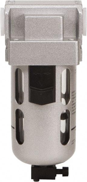 PRO-SOURCE - 1/4" Port Coalescing Filter - Polycarbonate with Metal Guard Bowl, Semi Automatic Drain, 145 Max psi, 0.1 Micron Rating, 2.16" Wide x 5.51" High - Americas Industrial Supply