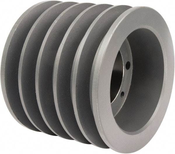TB Wood's - 5 Groove, 1/2 to 2-1/2 Bore Diam, 6" Outside Diam, QD Bushed V Belt Sheave - 6.00 3V Diam Belt Pitch - Americas Industrial Supply