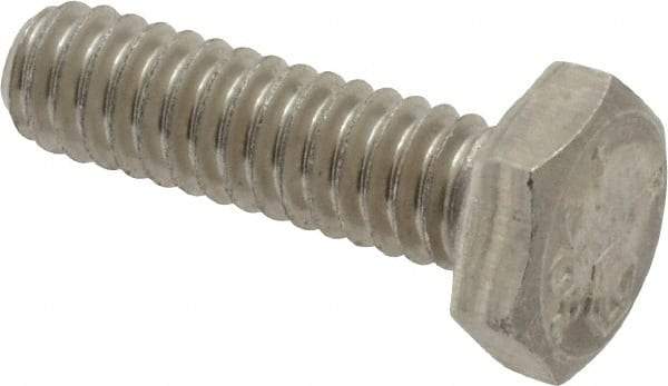 Made in USA - 1/4-20 UNC, 7/8" Length Under Head Hex Head Cap Screw - Grade 18-8 Stainless Steel, Uncoated, 7/16" Hex - Americas Industrial Supply