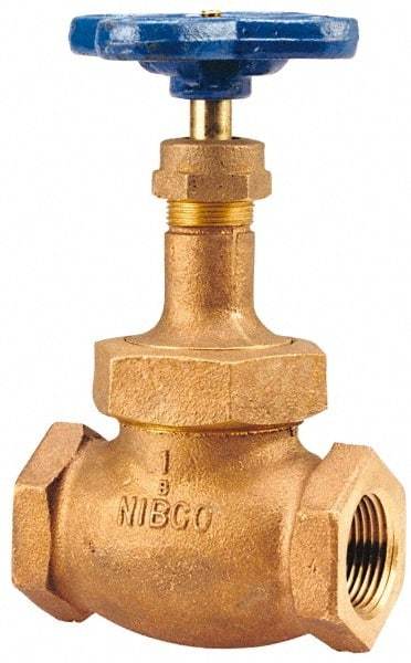NIBCO - 2-1/2" Pipe, Threaded Ends, Bronze Integral Globe Valve - PTFE Disc, Union Bonnet, 300 psi WOG, 150 psi WSP, Class 150 - Americas Industrial Supply