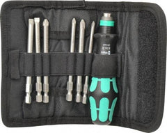 Wera - 7 Piece, 1/4" Drive Screwdriver Power Bit Set - #1 & #2 Phillips, #1 & #2 Pozidriv, 1.0x5.5 & 1.2x6.5mm Slotted - Americas Industrial Supply