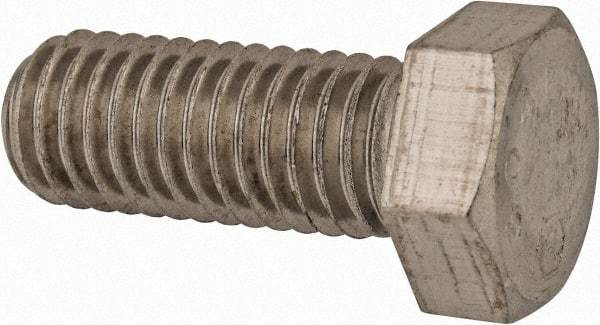 Made in USA - 1/2-13 UNC, 1-1/4" Length Under Head Hex Head Cap Screw - Grade 18-8 Stainless Steel, Uncoated, 3/4" Hex - Americas Industrial Supply