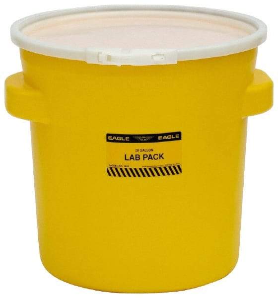 Eagle - 20 Gallon Capacity, Plastic Lever Lock, Yellow Lab Pack - 5 Gallon Container, Polyethylene, 88 Lb. Capacity, UN 1H2/X40/S Listing - Americas Industrial Supply