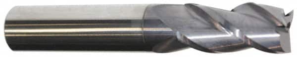 Accupro - 15/32", 1" LOC, 1/2" Shank Diam, 3" OAL, 3 Flute, Solid Carbide Square End Mill - Single End, AlTiN Finish, Spiral Flute, 40° Helix, Centercutting, Right Hand Cut, Right Hand Flute - Americas Industrial Supply