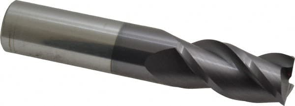Accupro - 3/4", 1-1/2" LOC, 3/4" Shank Diam, 4" OAL, 3 Flute, Solid Carbide Square End Mill - Single End, AlTiN Finish, Spiral Flute, 40° Helix, Centercutting, Right Hand Cut, Right Hand Flute - Americas Industrial Supply