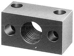 Jergens - 1-7/8 - 16 Thread, 33/64" Mounting Hole, Low Carbon Steel Clamp Mounting Block - 2-3/8" Thick x 4" Long x 2" Wide - Americas Industrial Supply