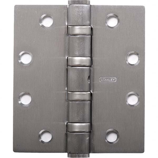 Stanley - 5" Long x 5" Wide Grade 1 304 Stainless Steel Full Mortise Ball Bearing Commercial Hinge - Americas Industrial Supply