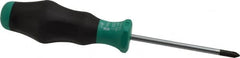 Wera - #1, 7-1/4" OAL, Standard Phillips Screwdriver - 3-1/8" Blade Length, Round Shank, Ergonomic Handle - Americas Industrial Supply