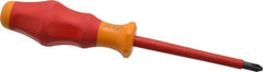 Wera - #2, 7-1/4" OAL, Insulated Phillips Screwdriver - 4" Blade Length, Round Shank, Ergonomic Handle - Americas Industrial Supply