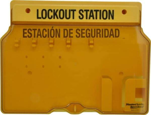 Master Lock - 1 Piece, Empty Polycarbonate Padlock Station - 16 Inch Wide x 12-1/4 Inch High x 1-3/4 Inch Deep, Yellow, Covered - Americas Industrial Supply